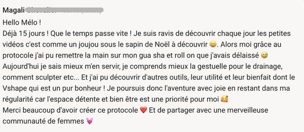 Témoignage cliente